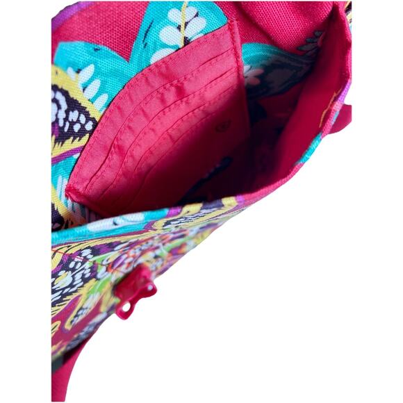 Vera Bradley RUMBA Messenger Laptop Weekender Bag Tropical Floral Pink EUC - Picture 11 of 14
